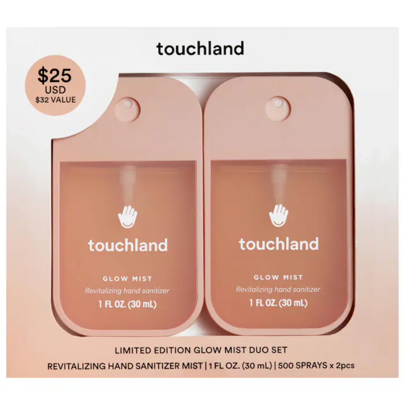 (Preorden) Touchland Limited Edition Glow Mist Revitalizing Hand Sanitizer Duo Value Set