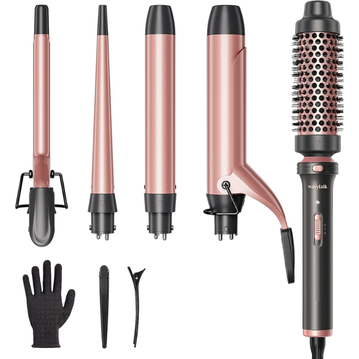 (Preorden) Wavytalk 5 in 1 Curling Iron Set with Curling Brush and 4 Interchangeable Ceramic Curling Wand