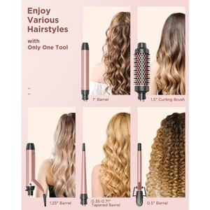 (Preorden) Wavytalk 5 in 1 Curling Iron Set with Curling Brush and 4 Interchangeable Ceramic Curling Wand