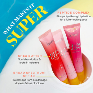 (Preorden) Supergoop! Glow Gloss SPF 40 Lip Balm with Peptides and Shea Butter