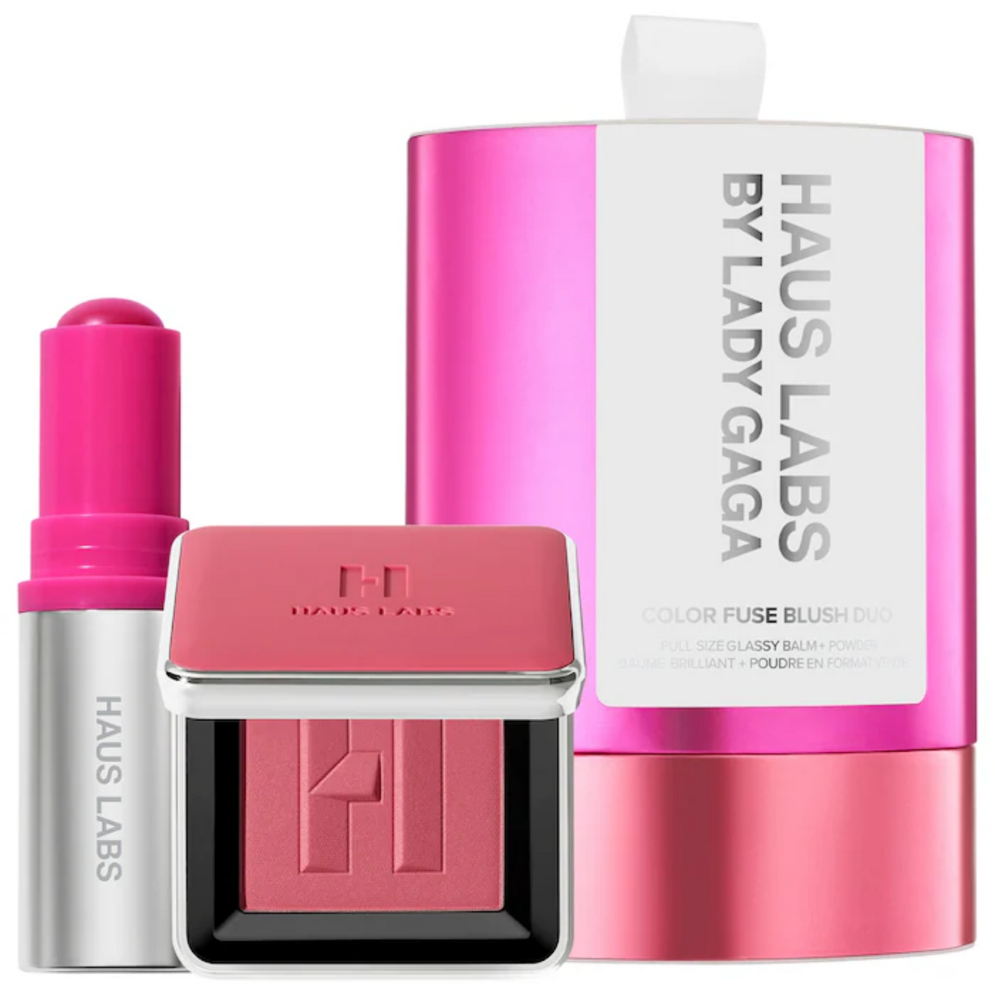 (Preorden) HAUS LABS Color Fuse Glassy Blush Balm Stick + Powder Blush Set